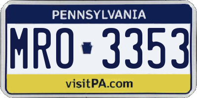 PA license plate MRO3353