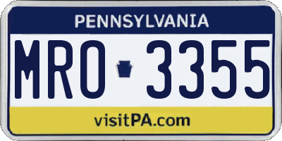 PA license plate MRO3355