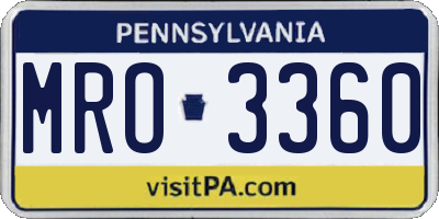 PA license plate MRO3360