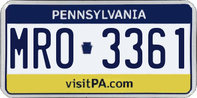PA license plate MRO3361