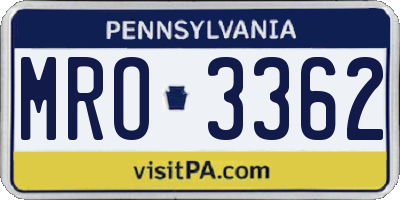 PA license plate MRO3362