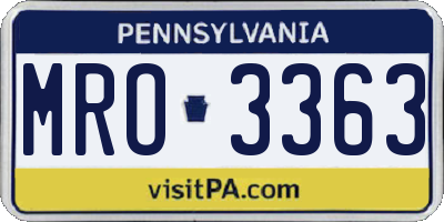 PA license plate MRO3363