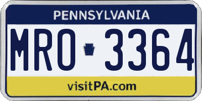 PA license plate MRO3364