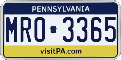 PA license plate MRO3365