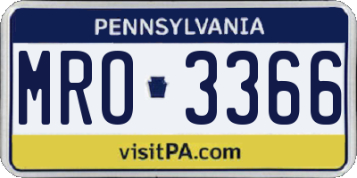 PA license plate MRO3366