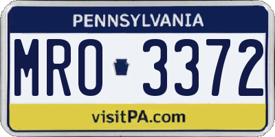 PA license plate MRO3372