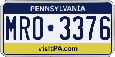 PA license plate MRO3376