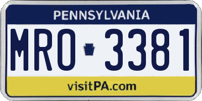 PA license plate MRO3381