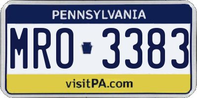 PA license plate MRO3383