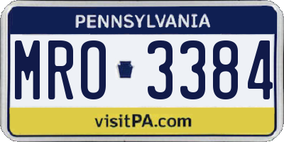 PA license plate MRO3384