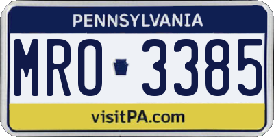 PA license plate MRO3385