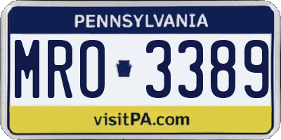 PA license plate MRO3389