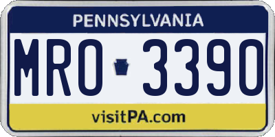 PA license plate MRO3390