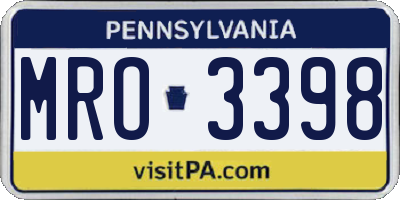 PA license plate MRO3398