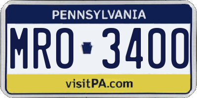 PA license plate MRO3400