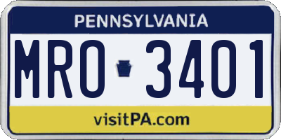 PA license plate MRO3401