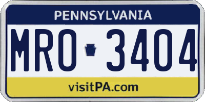 PA license plate MRO3404