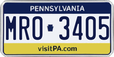 PA license plate MRO3405
