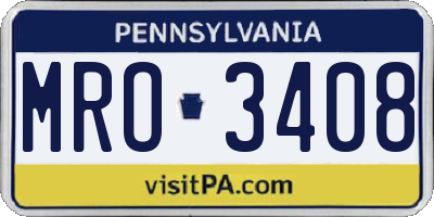 PA license plate MRO3408