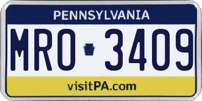 PA license plate MRO3409