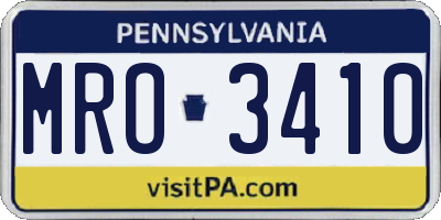PA license plate MRO3410