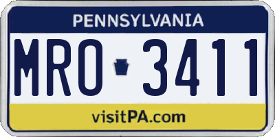PA license plate MRO3411