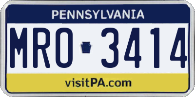 PA license plate MRO3414