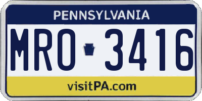 PA license plate MRO3416