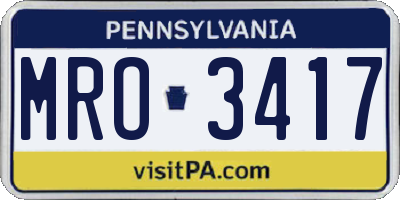 PA license plate MRO3417