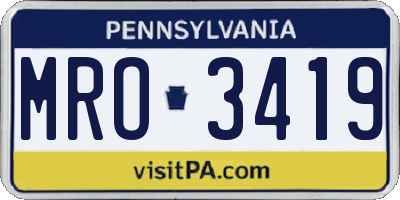 PA license plate MRO3419
