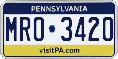 PA license plate MRO3420