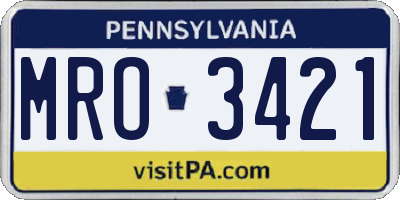 PA license plate MRO3421