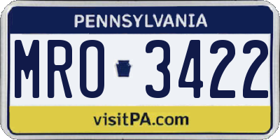 PA license plate MRO3422