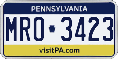 PA license plate MRO3423