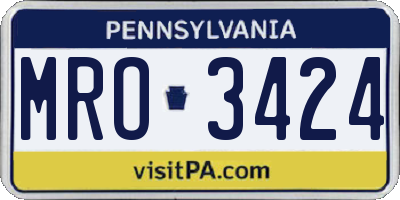 PA license plate MRO3424