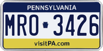 PA license plate MRO3426