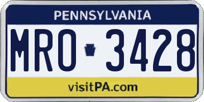 PA license plate MRO3428