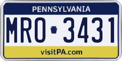PA license plate MRO3431