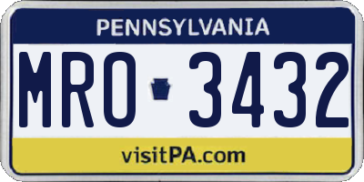 PA license plate MRO3432