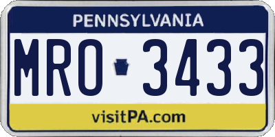 PA license plate MRO3433