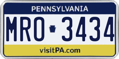 PA license plate MRO3434