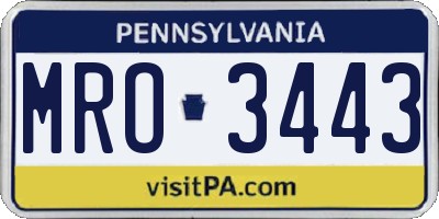 PA license plate MRO3443