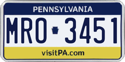 PA license plate MRO3451