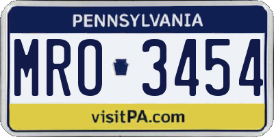 PA license plate MRO3454