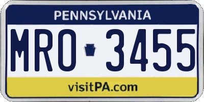 PA license plate MRO3455