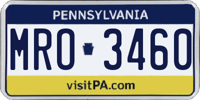 PA license plate MRO3460