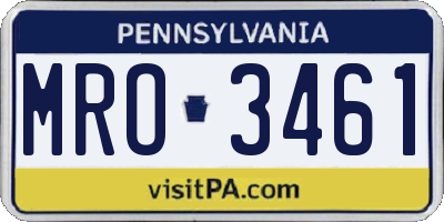 PA license plate MRO3461