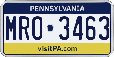 PA license plate MRO3463