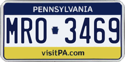 PA license plate MRO3469