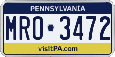 PA license plate MRO3472